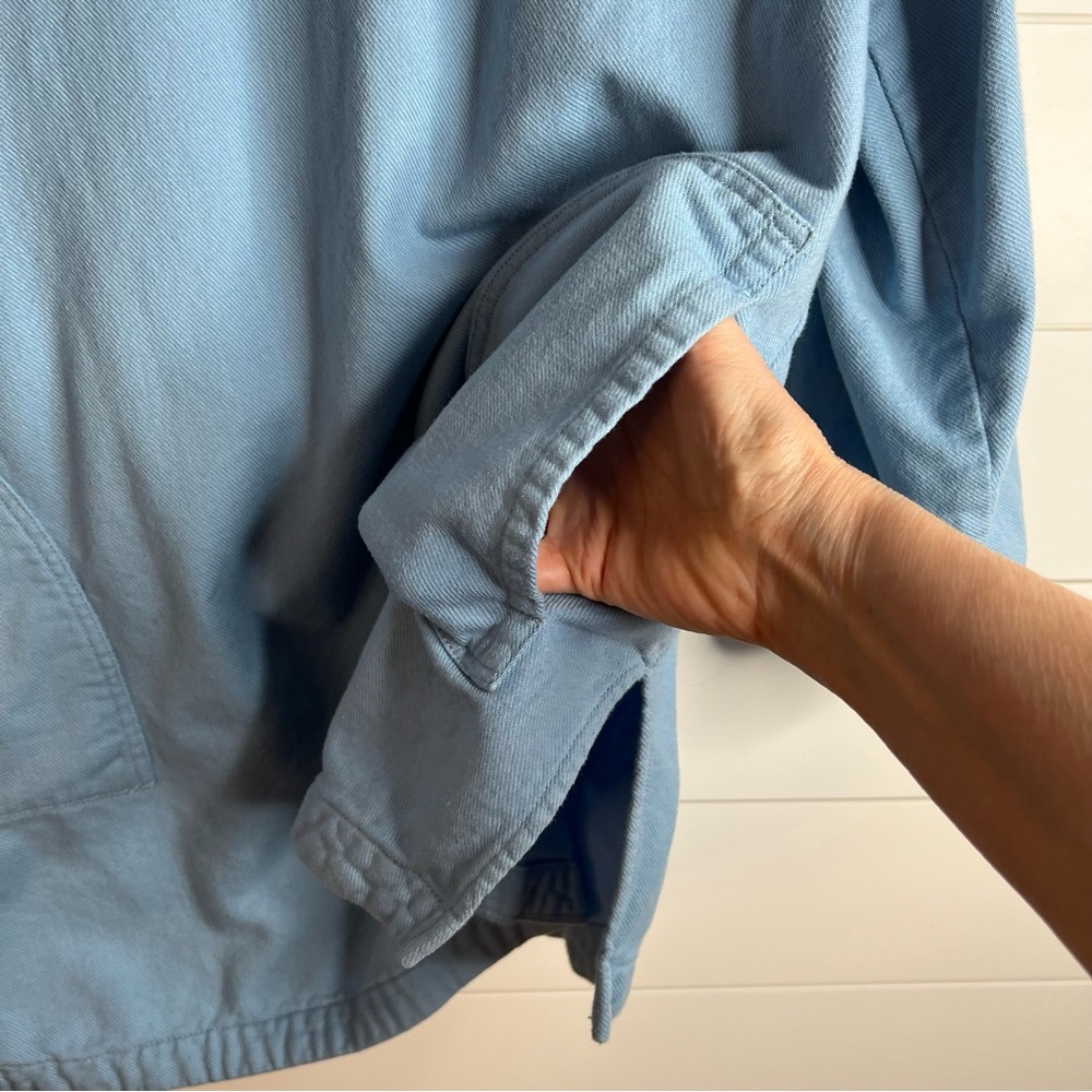 Soft Surroundings Light Blue Oval Wood Button Collar Tunic Top. Size Medium. - Picture 7 of 10
